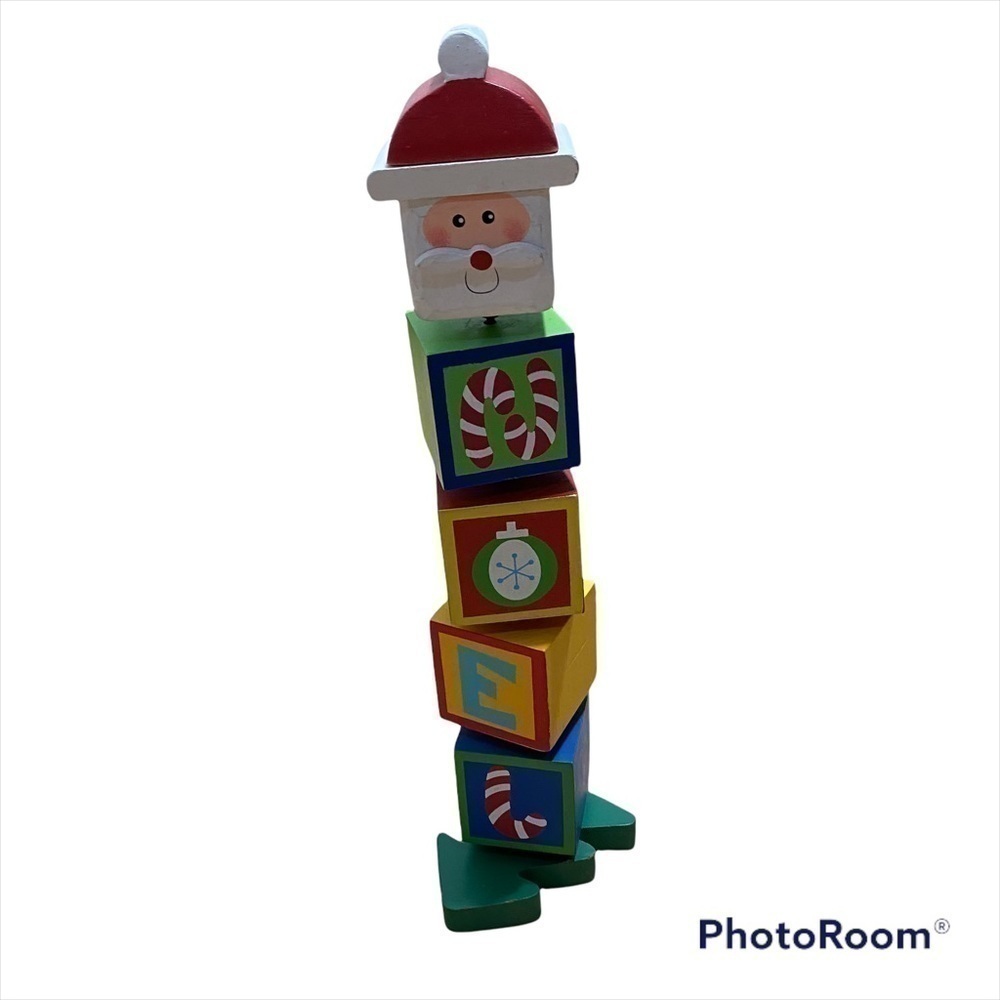 Christmas Noel Santa Claus Wooden Movable Blocks Decoration